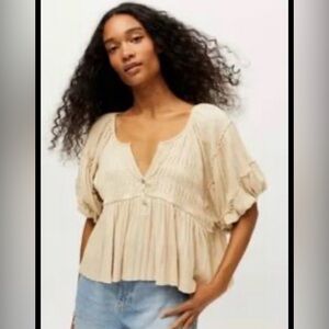 URBAN OUTFITTERS Beige Peasant babydoll Blouse